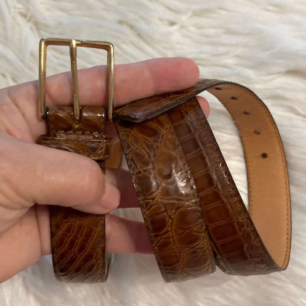BUXTON Genuine Leather Man Belt 1” wide with gold buckle size 38 made in USA